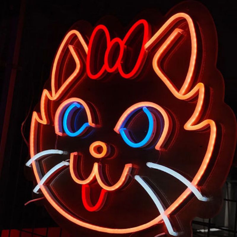 Pusat permainan papan tanda neon kucing neo5