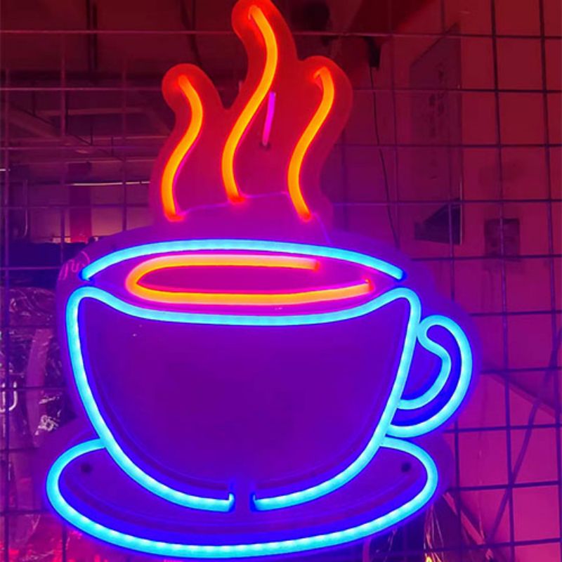 Cangkir kopi tanda neon buatan tangan 1