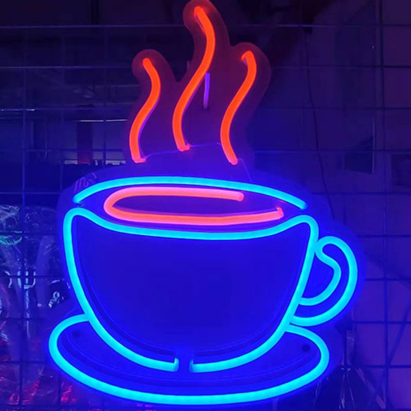 Cawan kopi tanda neon buatan tangan 2