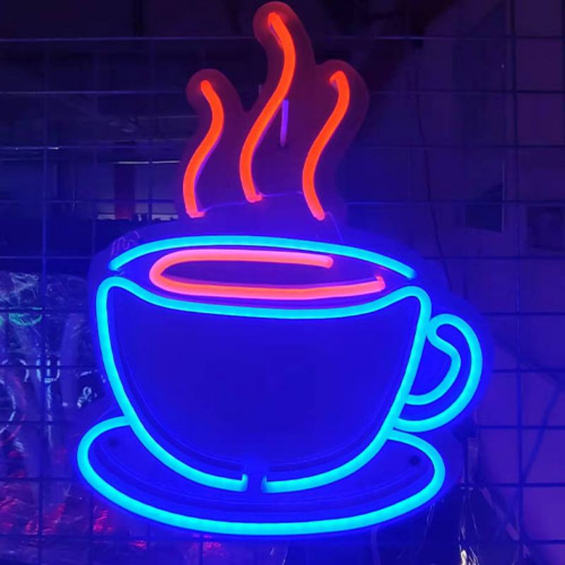 Cangkir kopi tanda neon buatan tangan 3