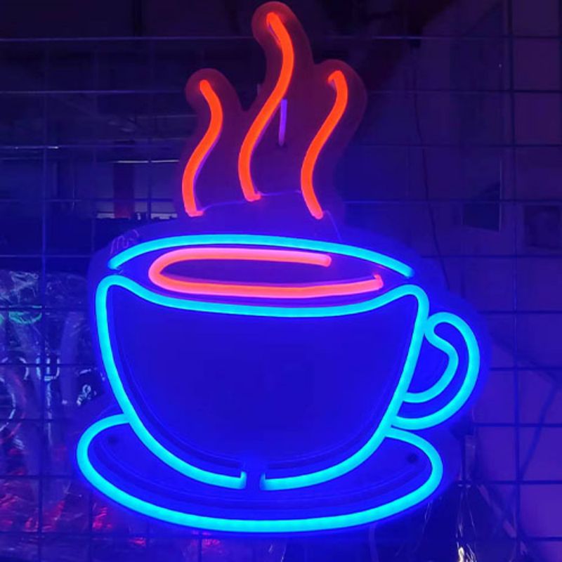 Cawan kopi tanda neon buatan tangan 3