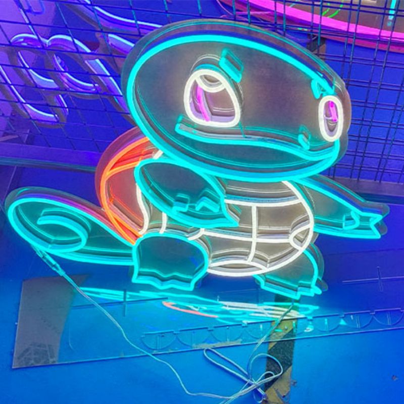 Tortuga de dibujos animados personalizada neon s2