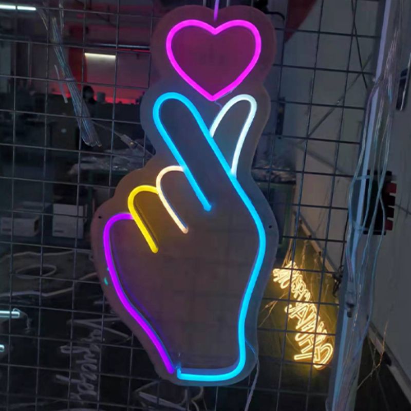 Finger love neon sign gesture2