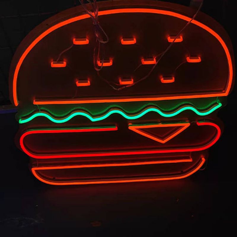 Comharthaí neon hamburger balla maisiúchán1