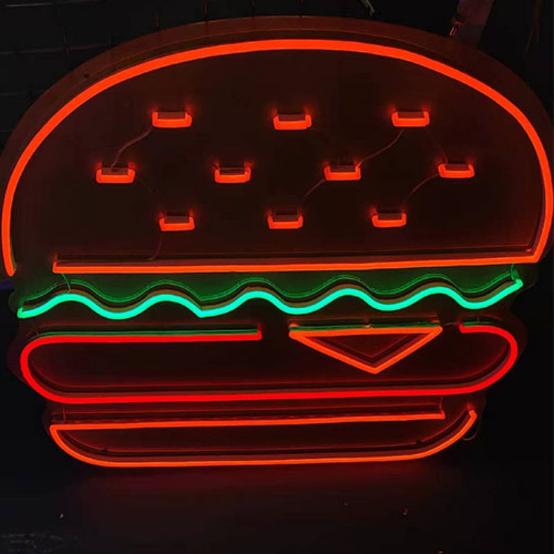 Hamburger neonreklám fal deco2