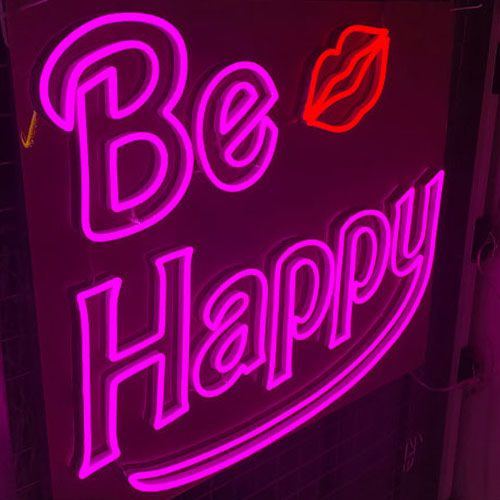 Šťastný neonový nápis neonové světlo sig3