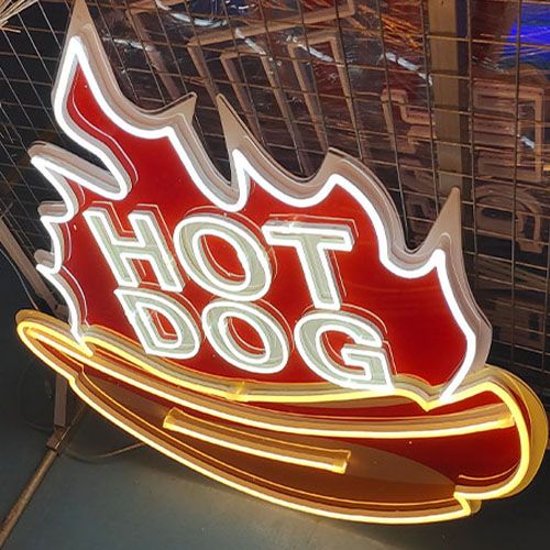 Hot Dog Neon Schëlder Kaffisréischterei1