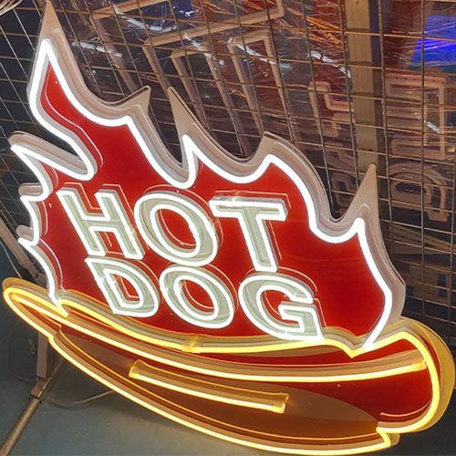 Hot dog neon signs coffee shop2