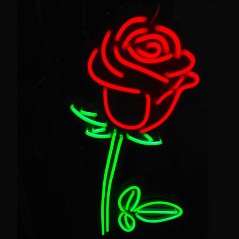 Hoa hồng neon dấu hiệu lãng mạn neon 4